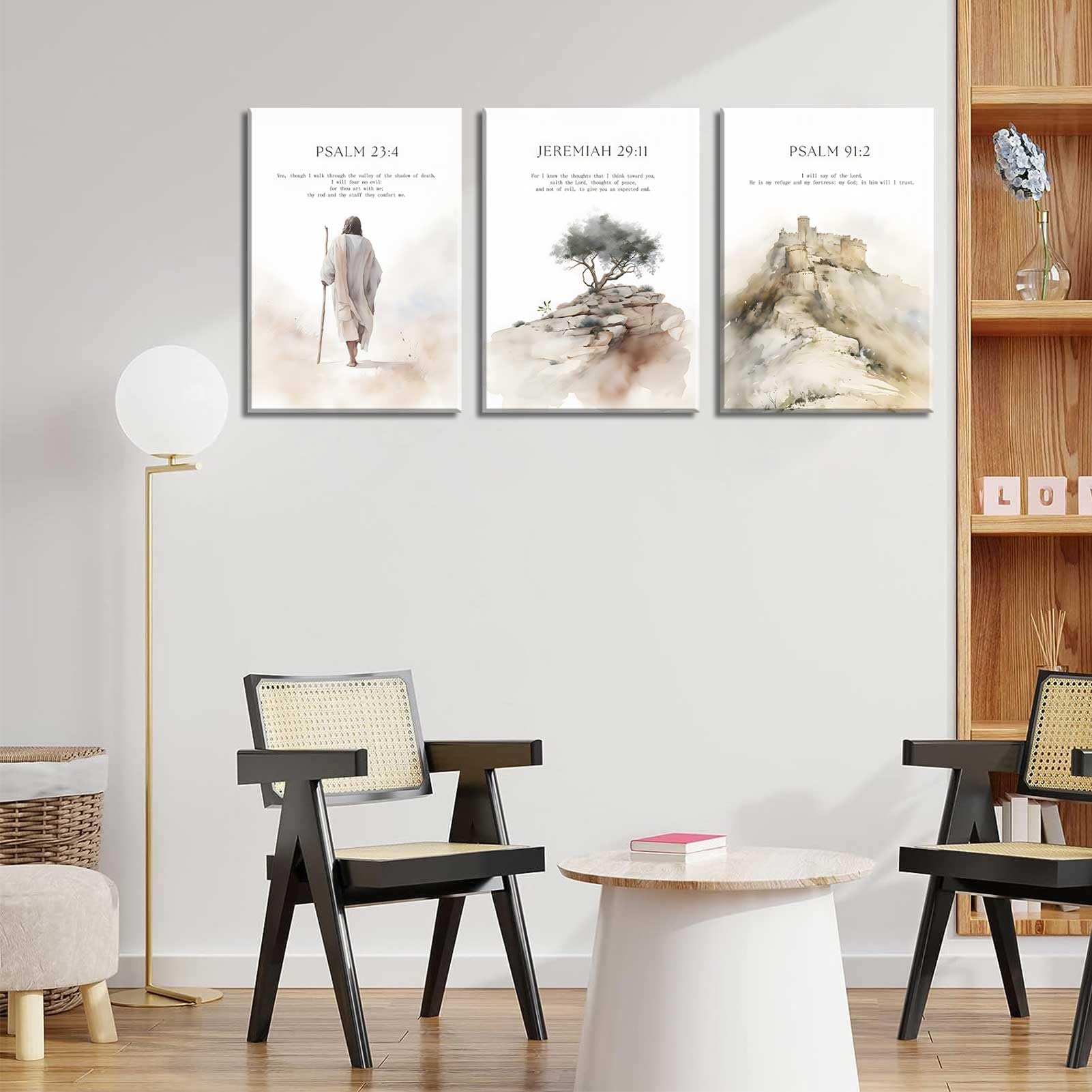 3Pcs Framed Jesus Wall Art Christian Bible Verse Canvas Posters Prints Minimalist Bible Stories Scripture Wall Decor Pictures Re